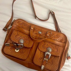 American West Multi-Compartment Leather Briefcase Bag